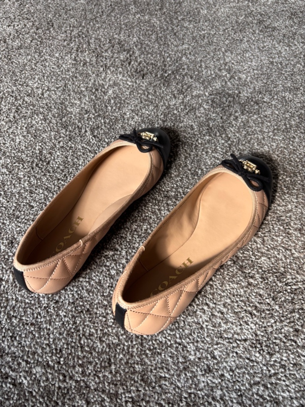 Coach Allyson Quilted Leather Two-Tone Ballet Flats - Picture 3 of 5